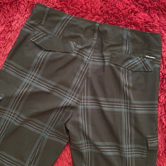 Ocean Current plaid black, grey, ice blue shorts - Picture 7 of 15